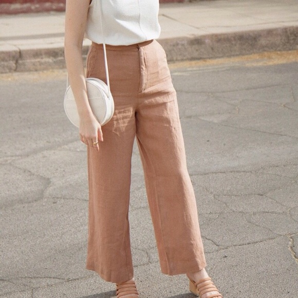 🆕 Val Crop Pant in Pecan Linen - Picture 2 of 8
